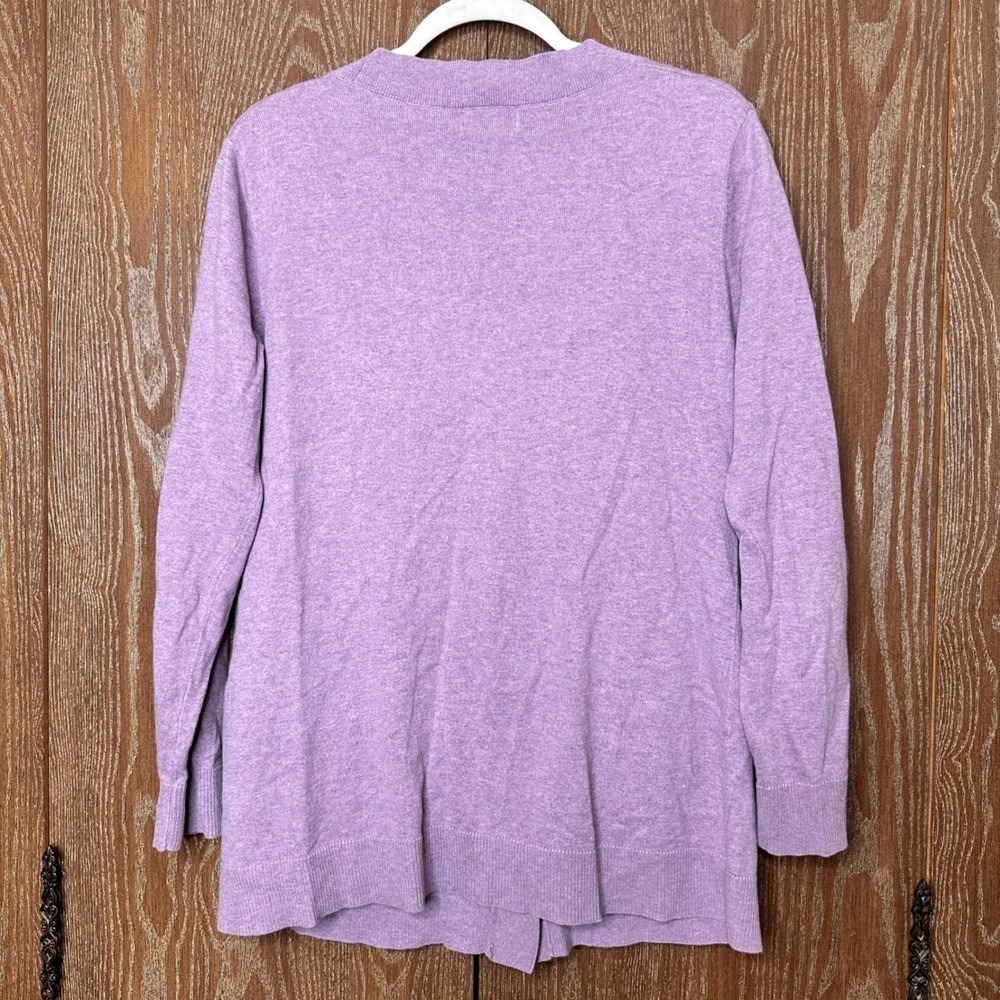 Eddie Bauer Womens Purple Cotton Cashmere V-Neck Button Cardigan Sweater Large - Picture 2 of 8